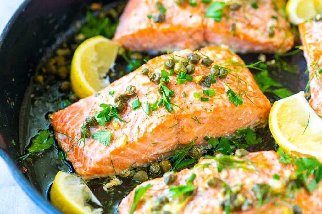 Garlic Caper Baked Salmon Recipe Garlic Butter Caper Salmon