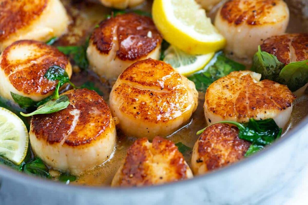 Seared scallops